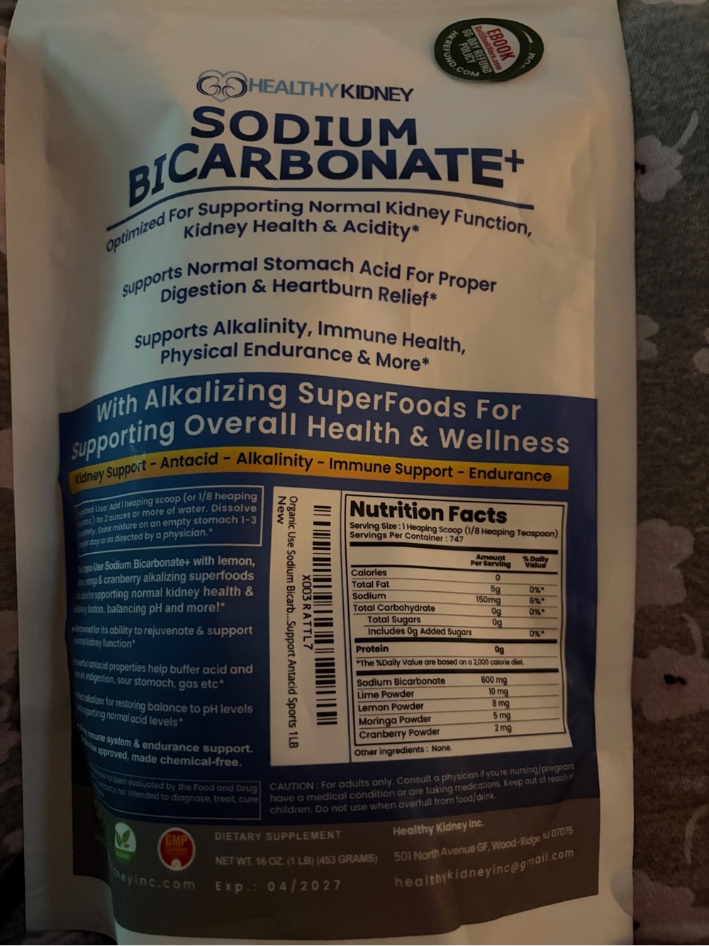 Healthy Kidney Sodium Bicarbonate+ Alkalizing Powder - White